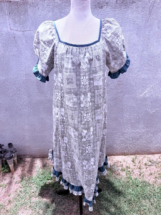 reyn spooner Dresses & Skirts - Vtg 1980s Reyn Spooner Green Hawaiian Lahaina Sailor Print Mumu Muumuu-Med
